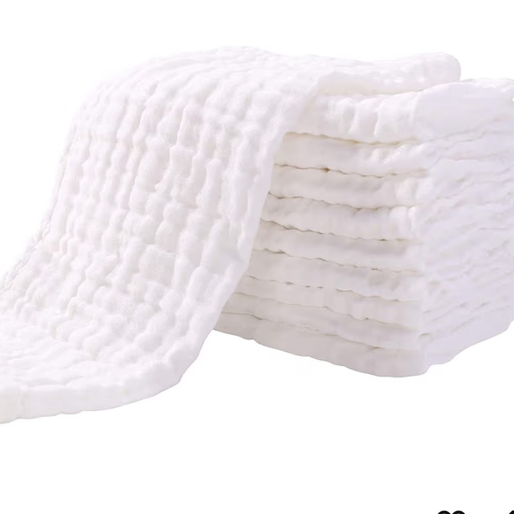 Soft White Organic Cotton Burp Cloths